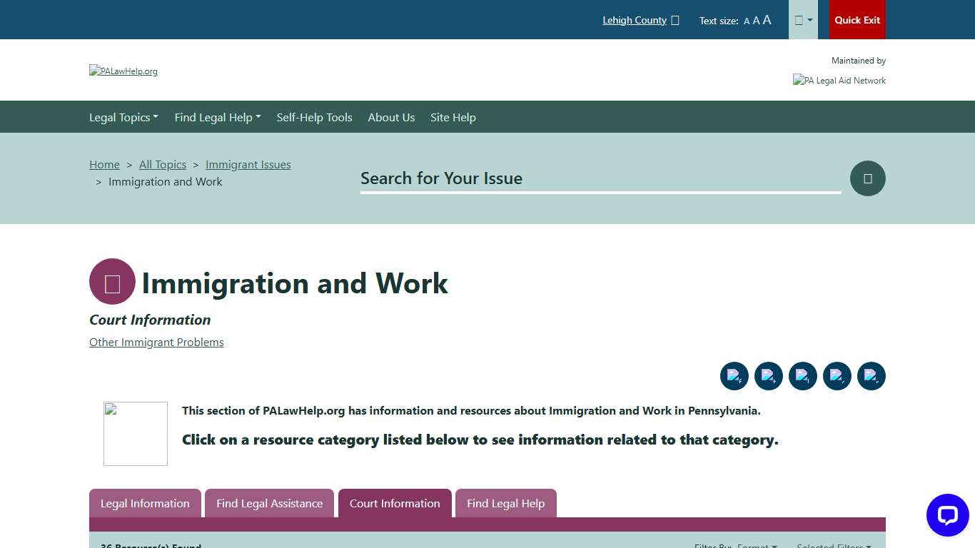 Court Information - Immigration and Work - Immigrant Issues PALawHELP.org - Your Online Guide to Legal Information and Legal Services in Pennsylvania